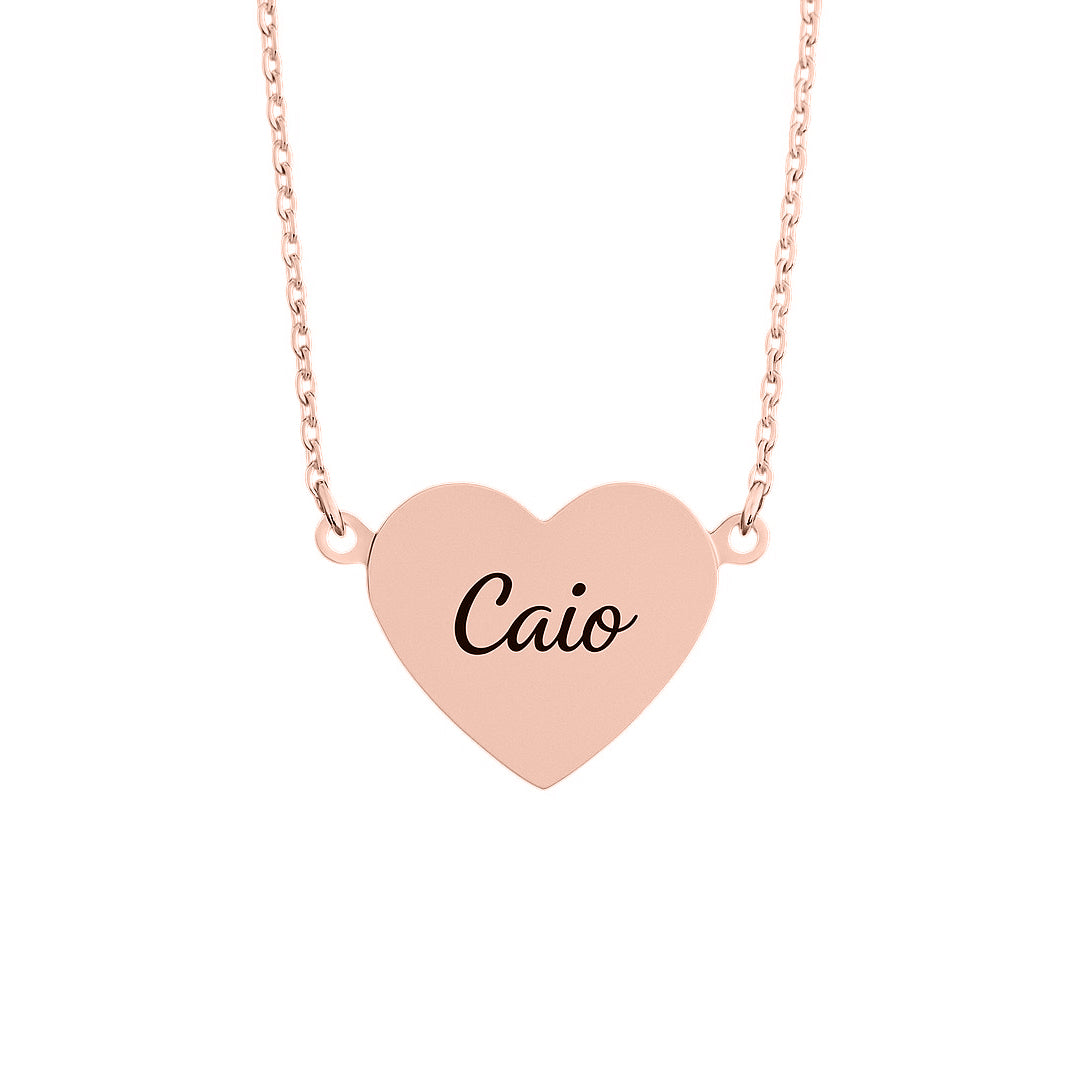 Caixa com Rosa Eterna & Colar Coração Personalizado com Nomes