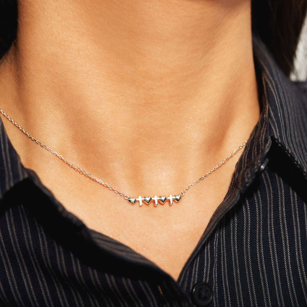 Colar Cruz & Coração - Minha Mãe, Minha Luz