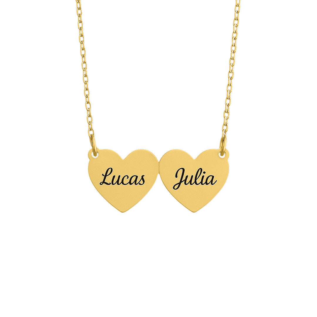 Caixa com Rosa Eterna & Colar Coração Personalizado com Nomes