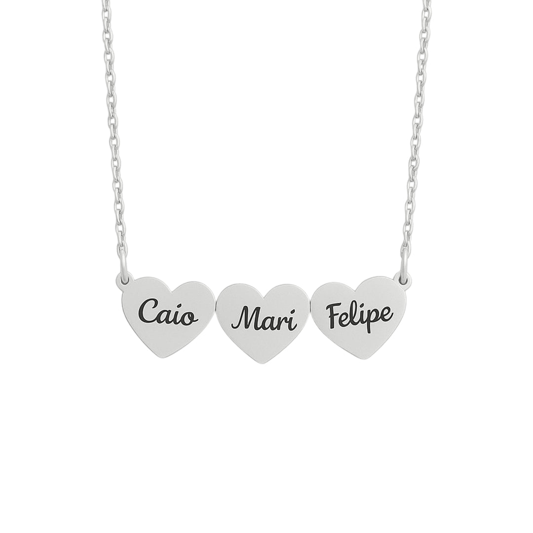 Caixa com Rosa Eterna & Colar Coração Personalizado com Nomes