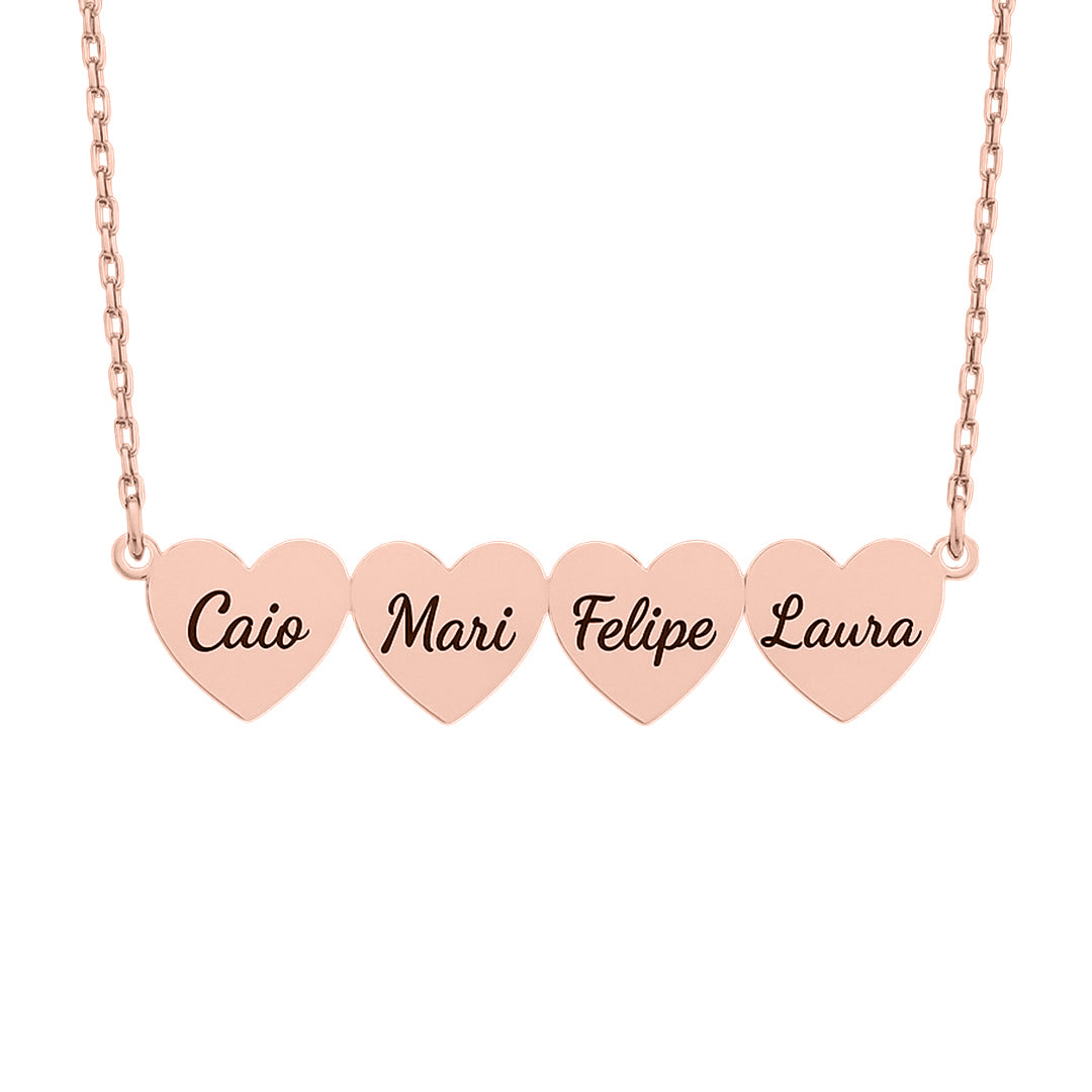 Caixa com Rosa Eterna & Colar Coração Personalizado com Nomes