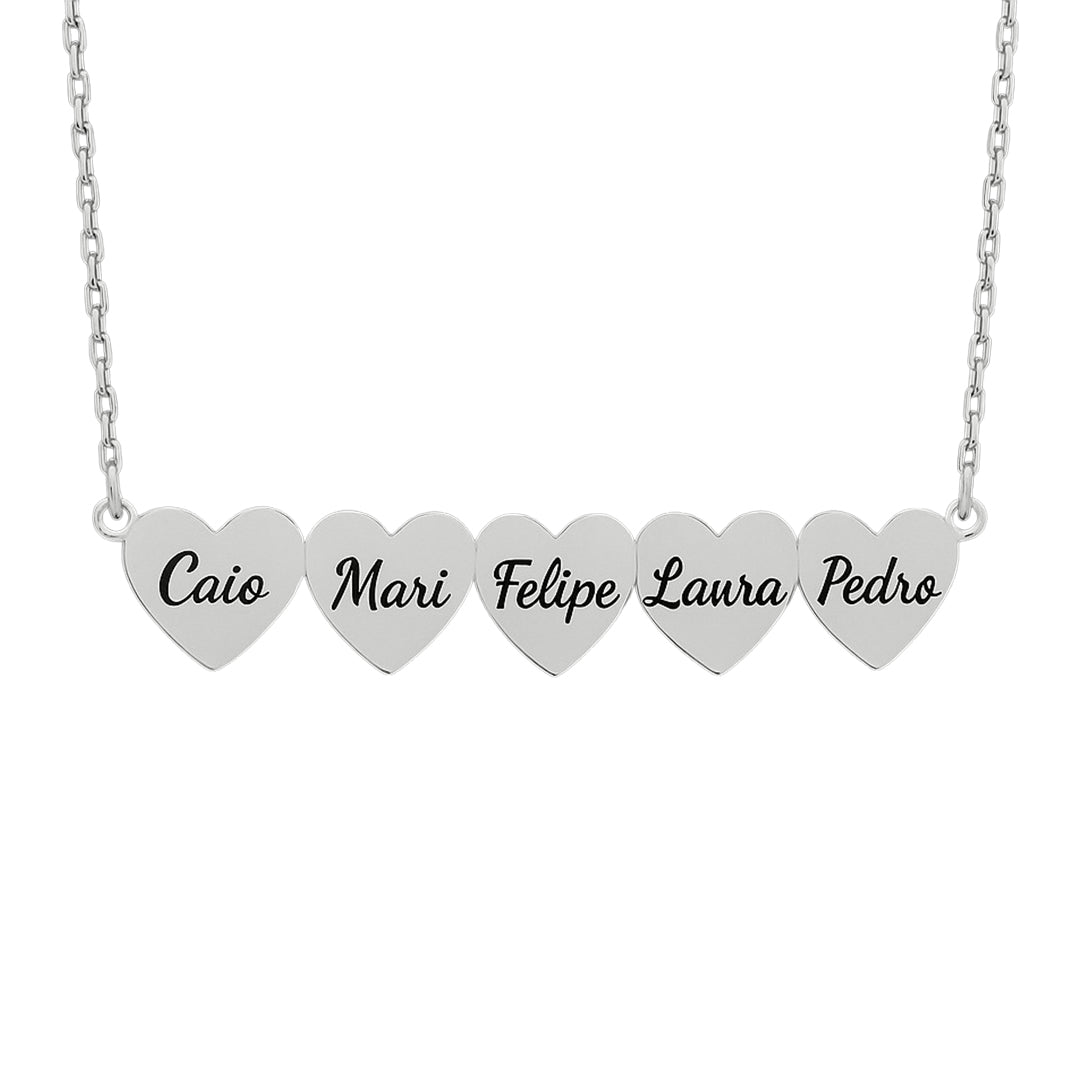Caixa com Rosa Eterna & Colar Coração Personalizado com Nomes