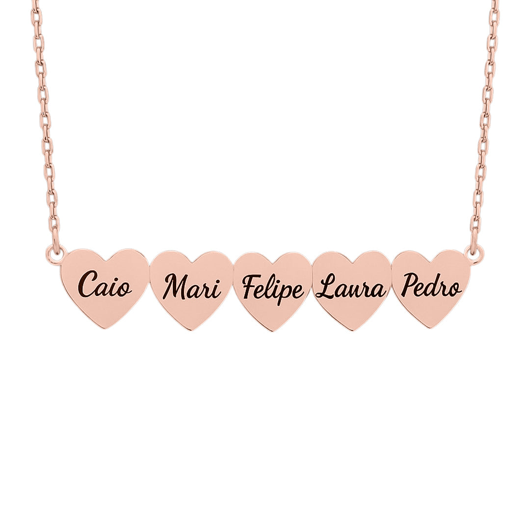 Caixa com Rosa Eterna & Colar Coração Personalizado com Nomes