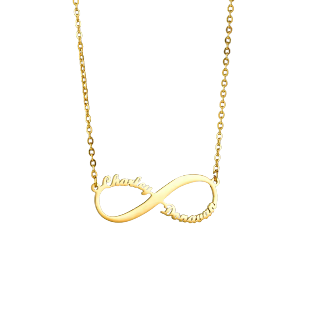 Caixa com Rosa Eterna & Colar Infinito Personalizado com Nomes