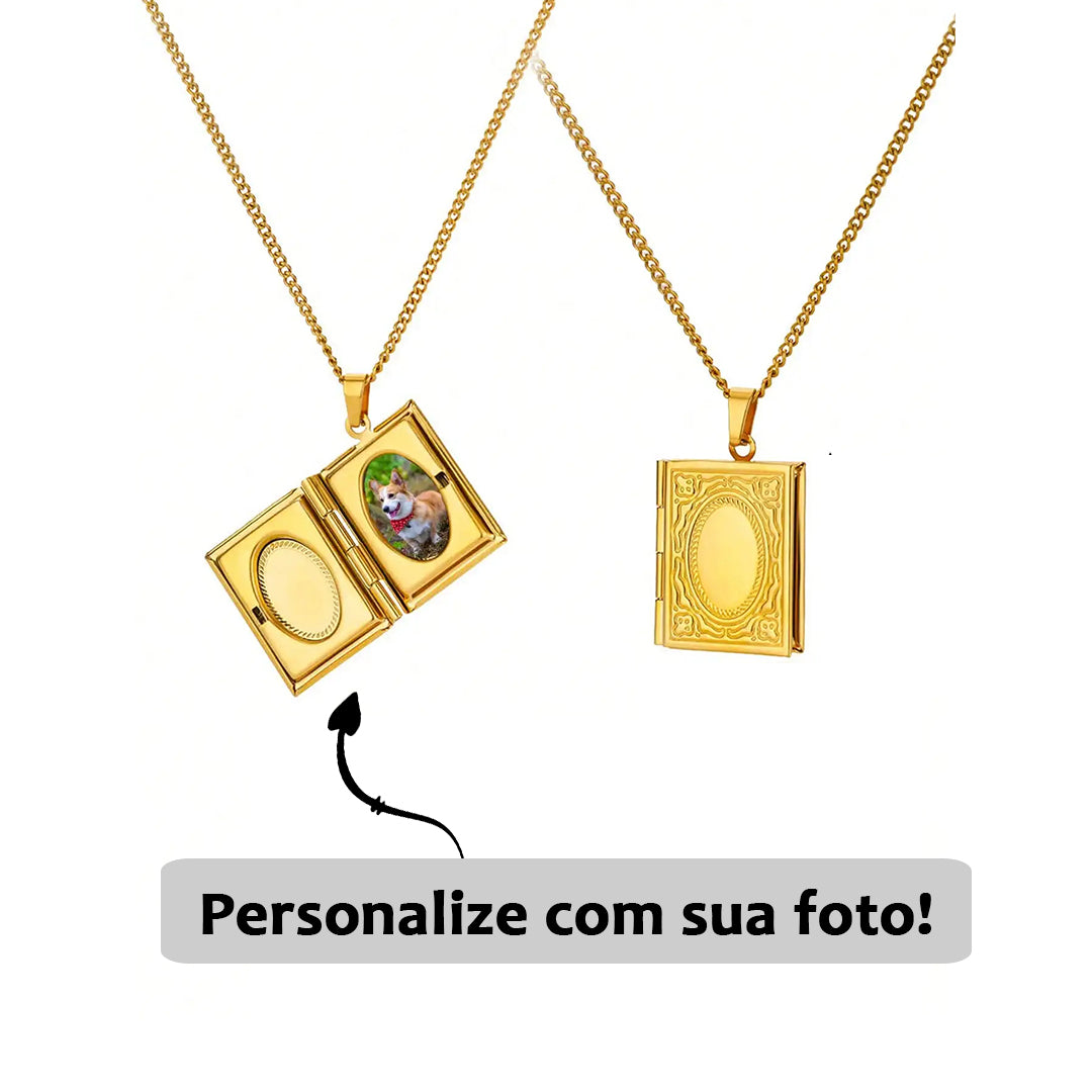 Relicário Livro do Amor com Foto Personalizada