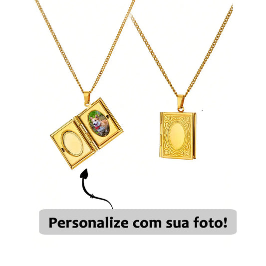 Relicário Livro do Amor com Foto Personalizada
