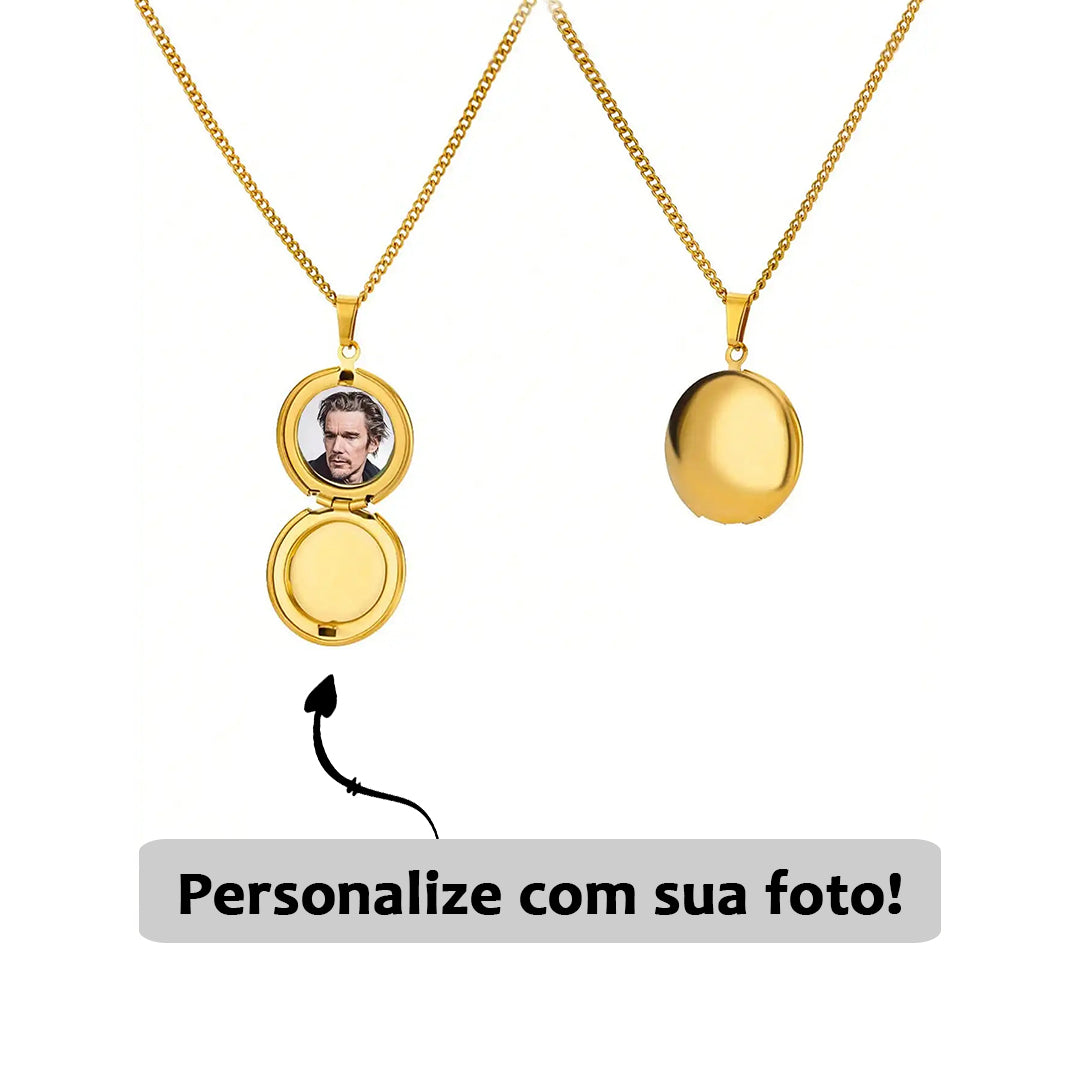 Relicário Minimalista Circular com Foto Personalizada