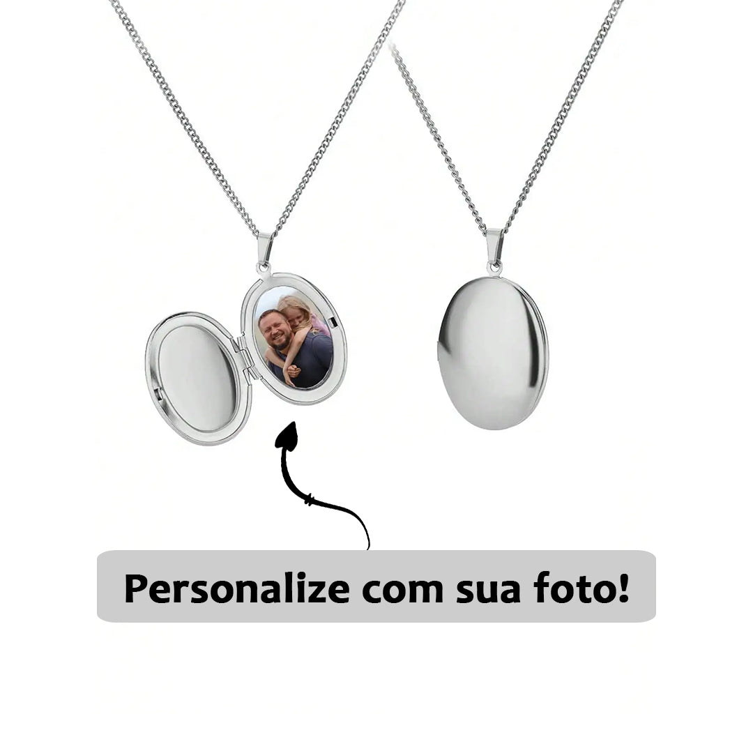 Relicário Clássico Oval com Foto Personalizada