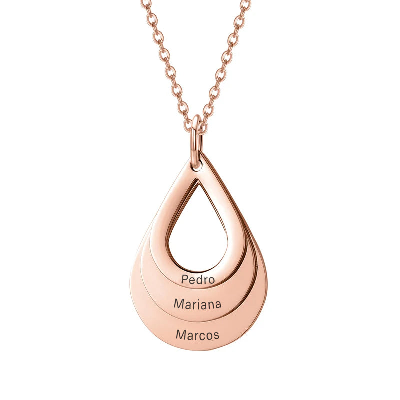 Caixa com Rosa Eterna & Colar Gota Personalizado - Para Minha Mãe