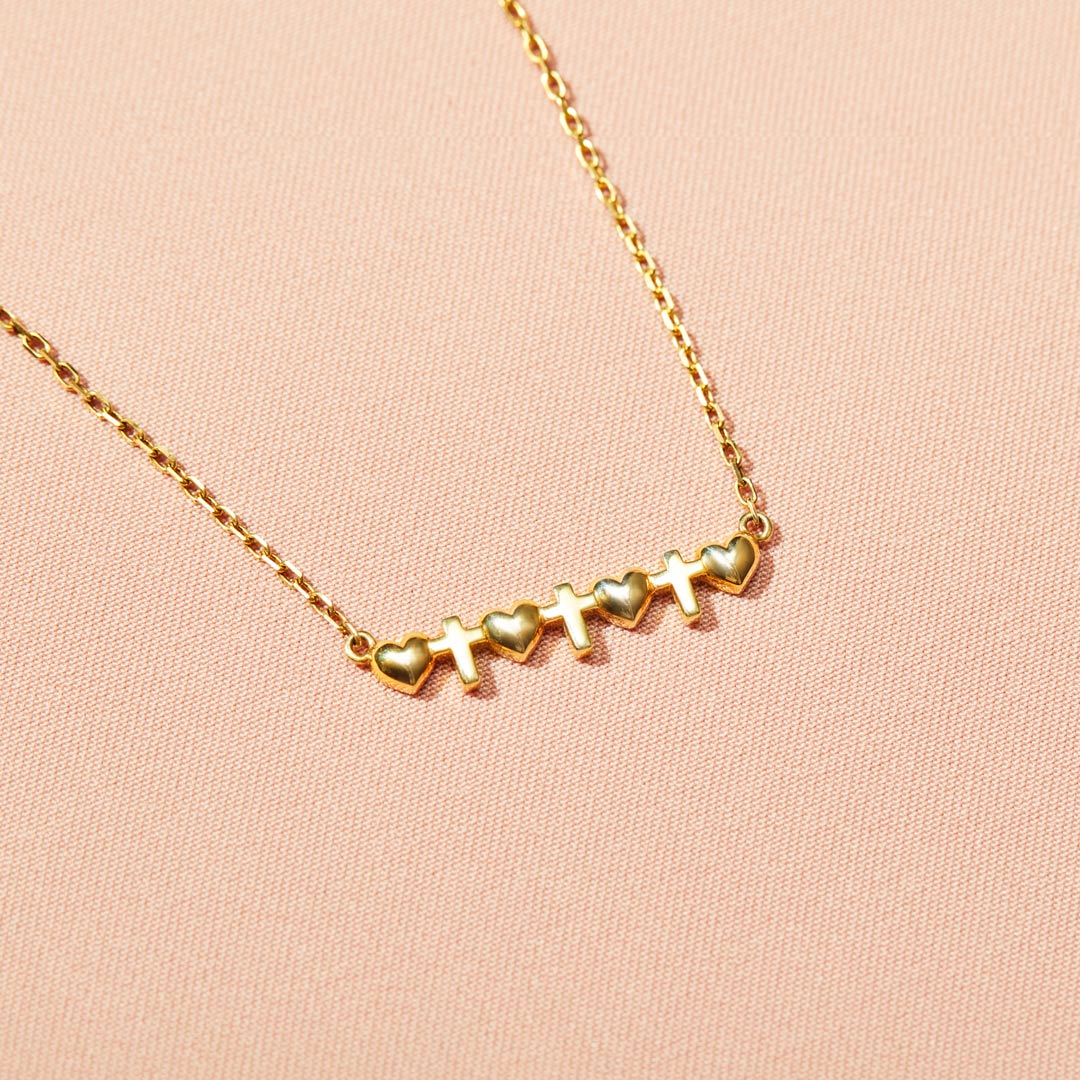 Colar Cruz & Coração - Minha Mãe, Minha Luz