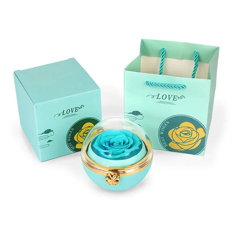 Caixa com Rosa Eterna & Colar Gravado com Nomes