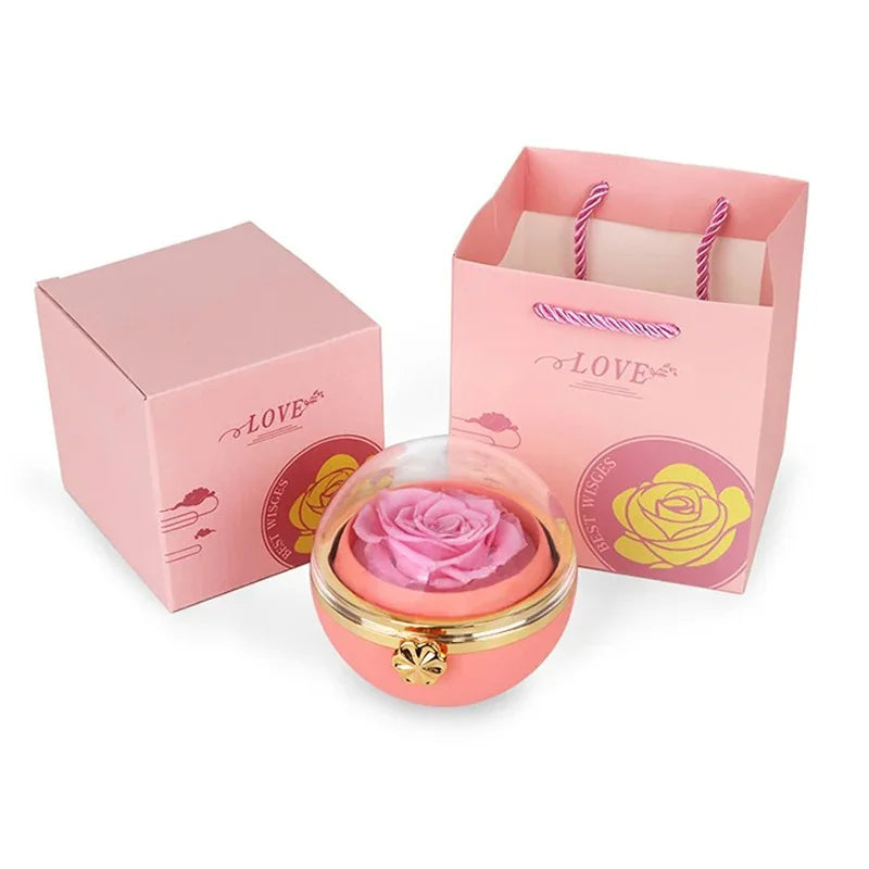 Caixa com Rosa Eterna & Colar Gravado com Nomes