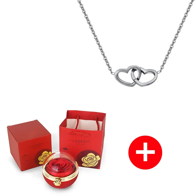 Caixa com Rosa Eterna & Colar Gravado com Nomes