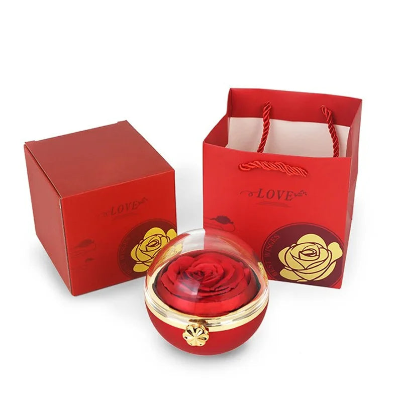 Caixa com Rosa Eterna & Colar Gravado com Nomes