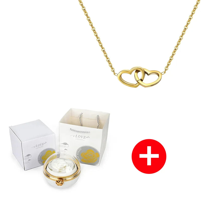 Caixa com Rosa Eterna & Colar Gravado com Nomes