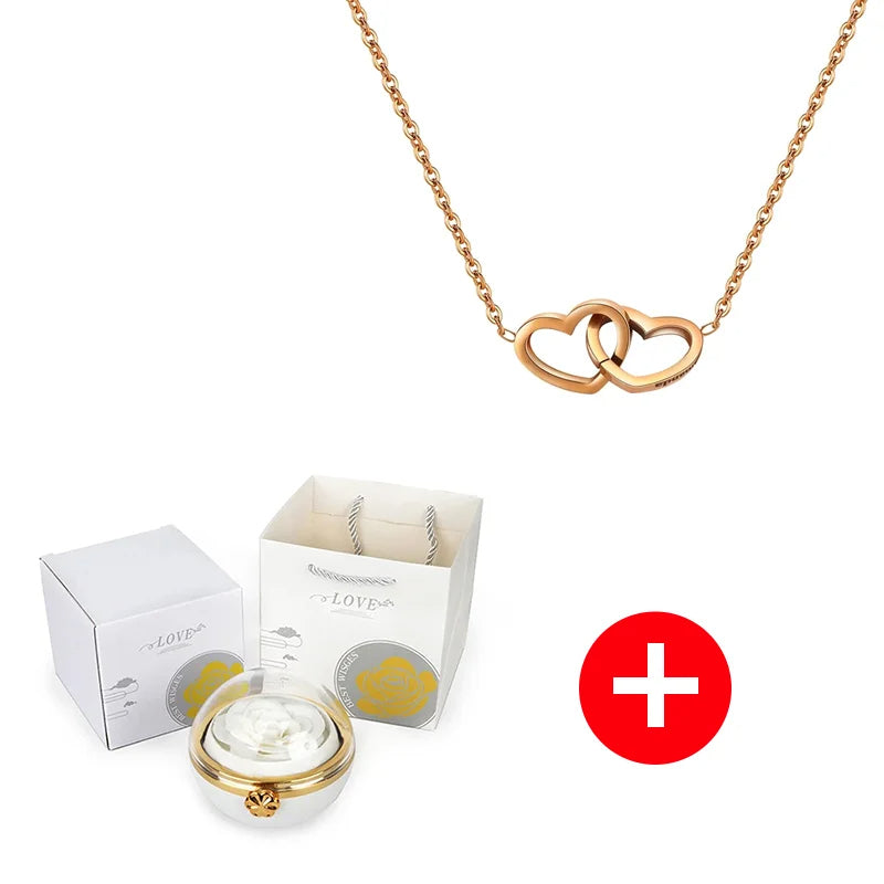 Caixa com Rosa Eterna & Colar Gravado com Nomes