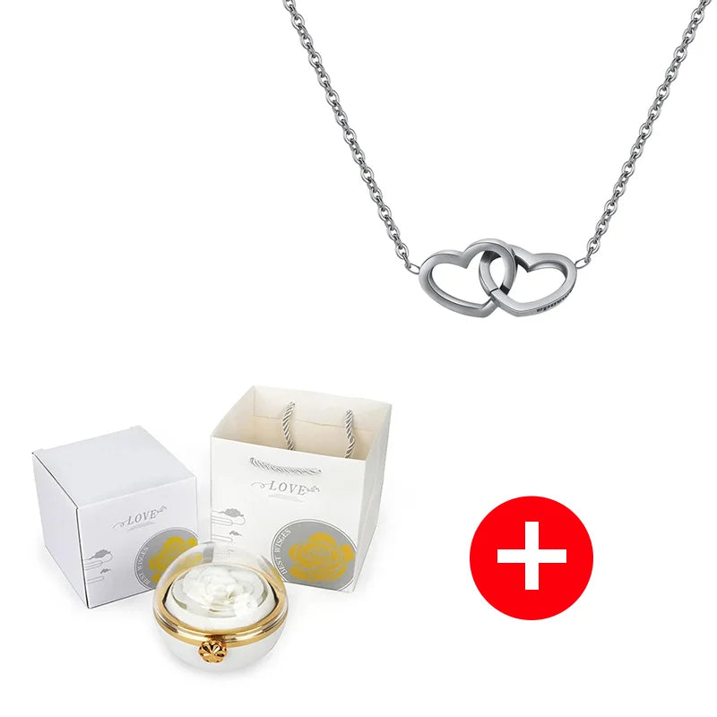 Caixa com Rosa Eterna & Colar Gravado com Nomes