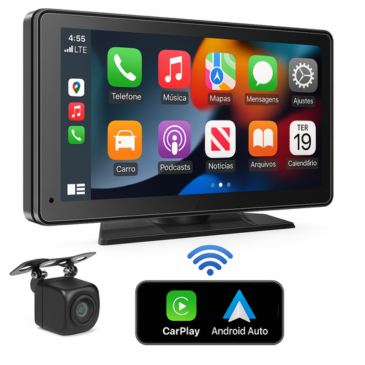 AutoPlay Connect 2025™ - Multimídia com CarPlay & Android Auto Sem Fio