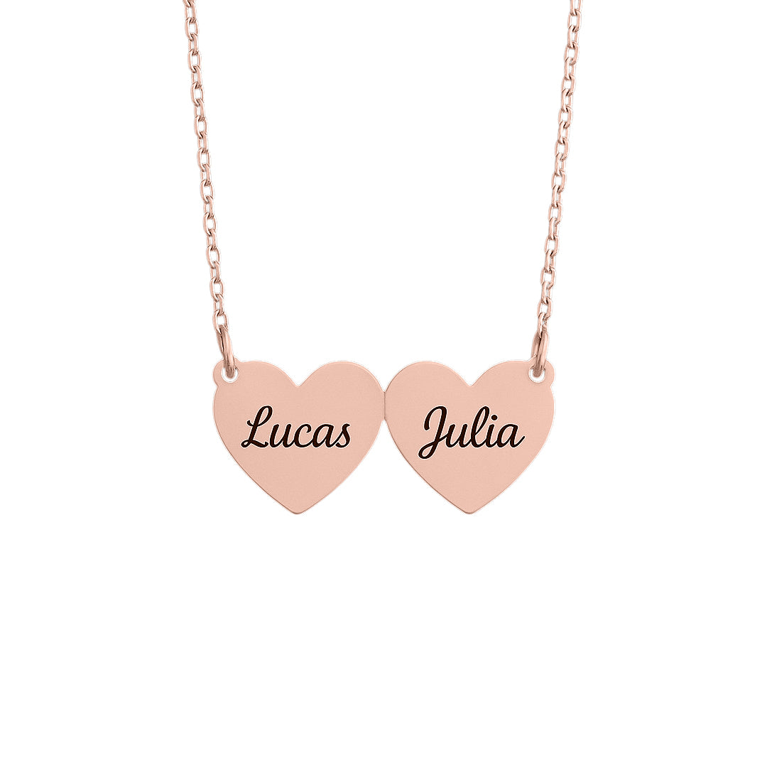 Caixa com Rosa Eterna & Colar Coração Personalizado com Nomes