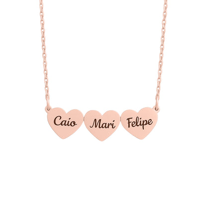 Caixa com Rosa Eterna & Colar Coração Personalizado com Nomes
