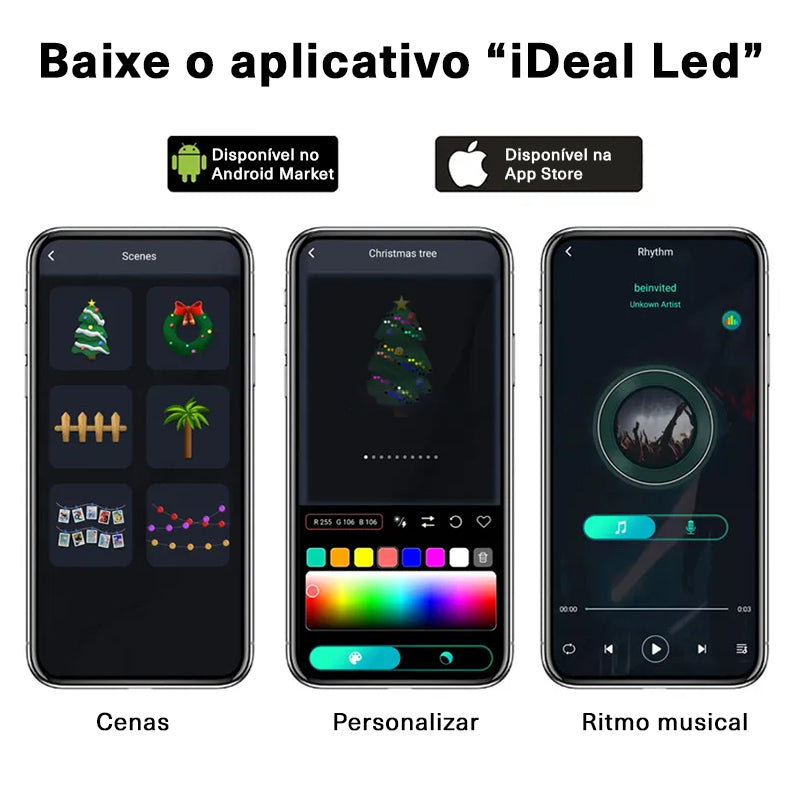 Luzes para Árvore de Natal LED Bluetooth