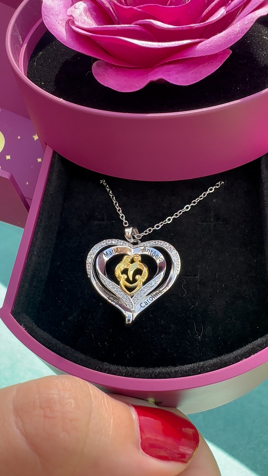 Colar 2 Corações Personalizado com Nomes
