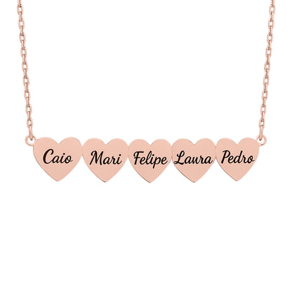 Caixa com Rosa Eterna & Colar Coração Personalizado com Nomes