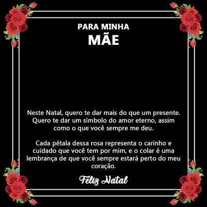 Caixa com Rosa Eterna & Colar Coração Personalizado - Para Minha Mãe