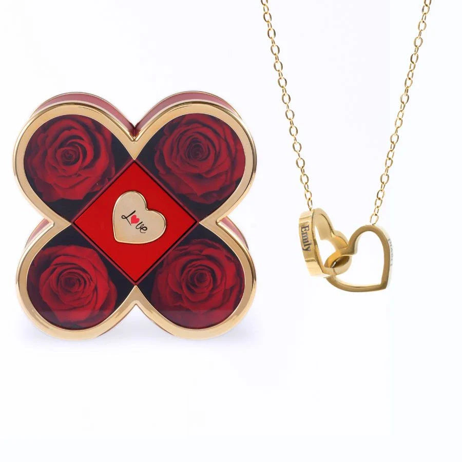 Caixa Trevo do Amor & Colar Personalizado