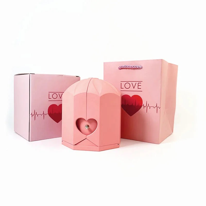 Colar em Ouro Branco 14k - Com Rosa Verdadeira - Para meu Amor