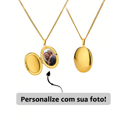 Relicário Clássico Oval com Foto Personalizada