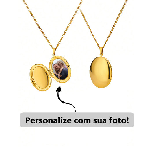 Relicário Clássico Oval com Foto Personalizada