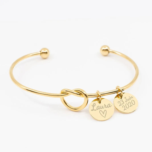 Pulseira Cuff Ajustável com Nome Gravado
