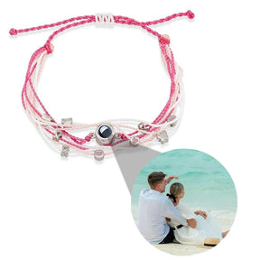 Pulseira de foto personalizada com amuletos de amor